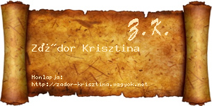 Zádor Krisztina névjegykártya