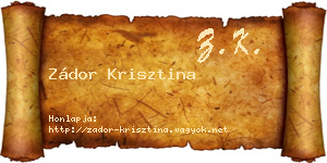 Zádor Krisztina névjegykártya